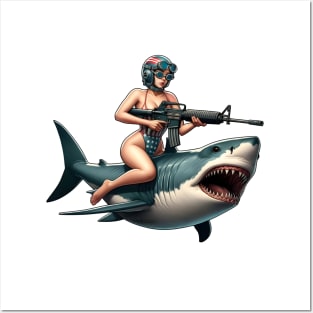 Tactical Girl and Shark Posters and Art